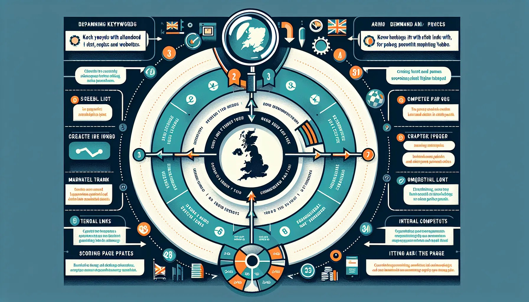 uk-focused-circular-seo-keyword-process-infographic-with-research-mapping-and-measurement - MyMarketr.io