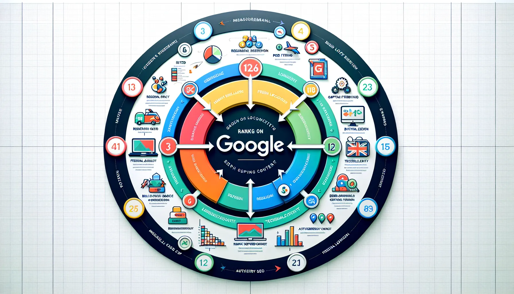 uk-seo-process-wheel-showing-steps-to-rank-on-google - MyMarketr.io